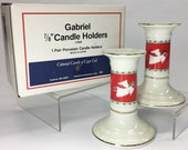 Vintage Colonial Candle of Cape Cod Gabriel Angel Snowflake Porcelain Candlestick Candle Holders