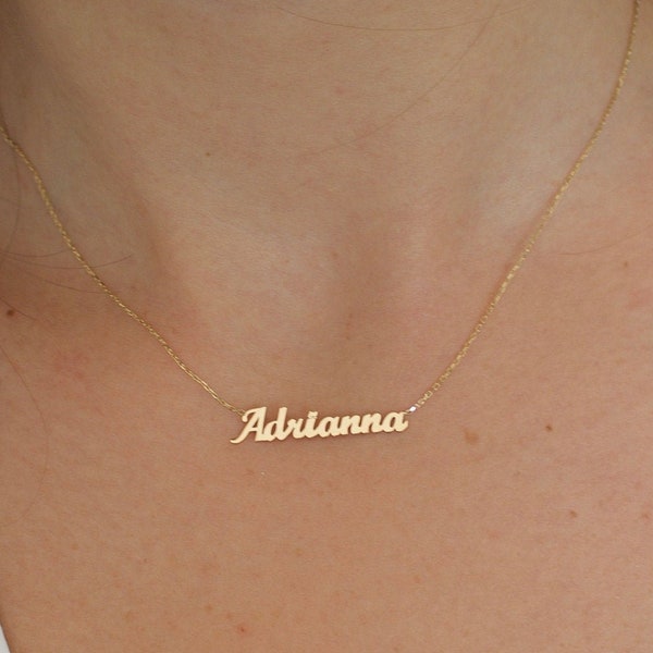 14k Solid gold mini name necklace , Name necklace, Gold name necklace, Tiny name necklace, Name jewelry, Personalize Gifts, Gift for her