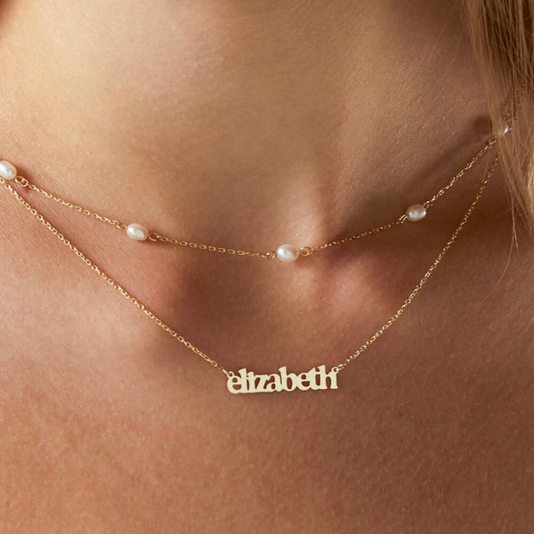 14k Solid gold name necklace , Personalized Name necklace , Gold name necklace , Personalized jewelry , Personalized Gift , Christmas gift