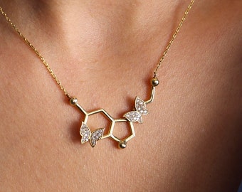 Serotonin Necklace ,Serotonin Jewelry ,Serotonin Molecule Necklace ,Butterfly Necklace ,Doctor necklace ,Chemical Necklace ,Mothers day gift