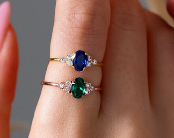 Sapphire Ring, Gold Emerald Ring, Simple Sapphire Ring, Sterling Silver Ring, Thin Ring, Gift for her, Ring for women , Mothers day gifts