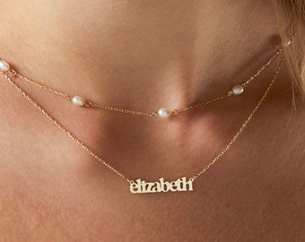 14k Solid gold name necklace , Personalized Name necklace , Gold name necklace , Personalized jewelry , Personalized Gift , Christmas gift