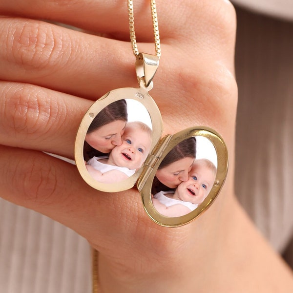 Oval Locket Necklace with Photo, Mothers necklace with picture , Locket Necklace, Sibling , Personalized gift for her, Mothers day gifts