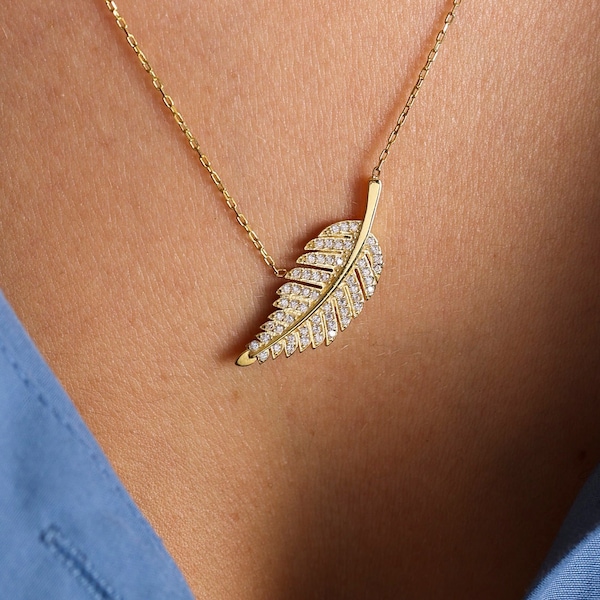 925 SS Brushed Matte Gold Leaf Necklace main image 0