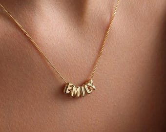 Collar con inicial de globo personalizado, collar con nombre mini, collar minimalista, regalo personalizado, regalo para ella, regalo de Navidad
