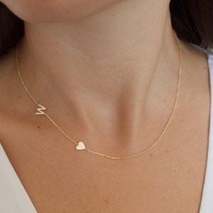 Initial Necklace , Gold Initial Necklace , Personalized Necklace,  Gold , Silver, Letter Necklace ,  Heart Necklace , Name necklace , Gift