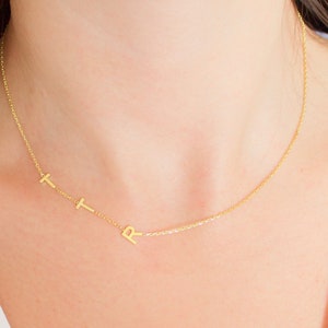 14k gold initial necklace 1 initial necklace 2 initial necklace 3 initial necklace 4 initial necklace Sideways initial necklace image 8