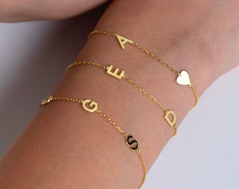 Bracelet initial personnalisé, Bracelet lettre, Bijoux personnalisés, Cadeaux personnalisés, Cadeau pour elle, Cadeaux de Noël pour elle