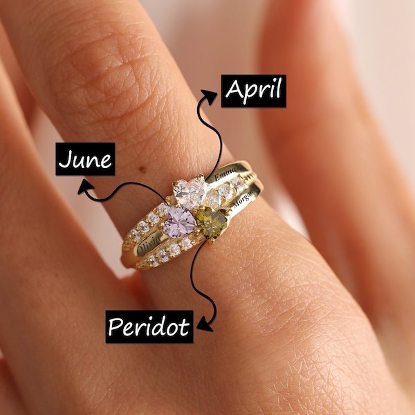 Heart shape birthstone ring for women , Ring  for women , Personalized Ring , Mothers Ring , Birthstone rings , Custom ring , Name Ring