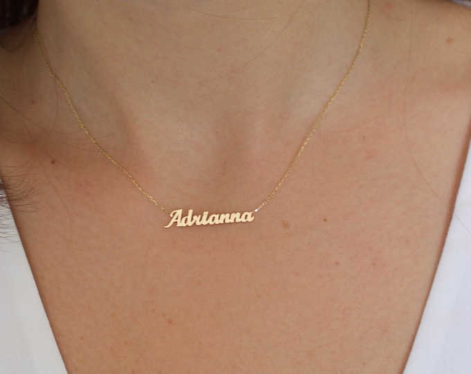 Featured listing image: 14k Solid gold name necklace - Name necklace - Gold name necklace - Name necklace - Personalized jewelry - Personalized Gift ,Christmas Gift