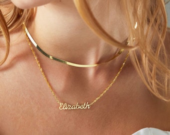 Personalized name necklace , Custom Name Necklace , Twist Chain Name Necklace , Personalized Gifts for Bridesmaid Proposal , Christmas Gifts