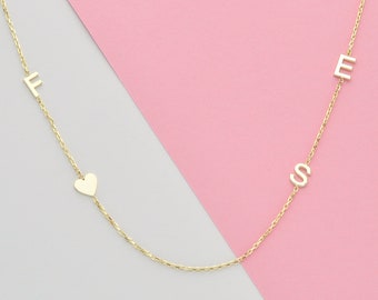 14k gold initial necklace - 1 initial necklace - 2 initial necklace - 3 initial necklace - 4 initial necklace  - Sideways initial necklace
