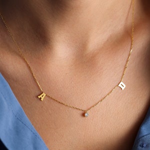 Collar inicial de oro con piedra de nacimiento, collar de piedra de nacimiento de oro, collar inicial, regalo de cumpleaños, regalo de Navidad, venta de Black Friday