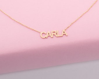 Collar con nombre en oro macizo de 14 k - Collar con nombre - Collar con nombre de oro - Collar con nombre - Joyería personalizada - Joyería con nombre - Regalo de Navidad
