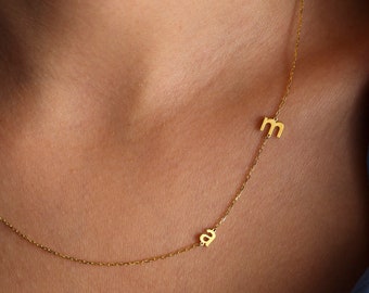 Gouden eerste ketting, 14k gouden eerste ketting, gepersonaliseerde sieraden, brief ketting, gepersonaliseerd cadeau, kerstcadeau, cadeau voor haar