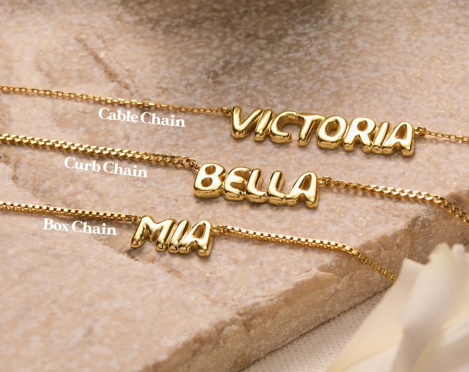 Bubble name necklace, Personalized Name Necklace, Personalized Christmas Gift , Name necklace, Balloon name necklace, Name Necklace Gift