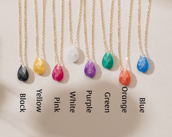 Gemstone Necklace, Teardrop Necklace, Natural Gemstone Necklace, Gift for Mom, Black Friday Sale, Christmas Gifts, Necklace for women