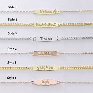 14k Solides Gold Baby ID Armband, Neue Baby Geschenke, Silber Bar Armband, Geschenke für Baby, Baby Shower Geschenke, Baby Schmuck, Geschenk für Kind Bild 4