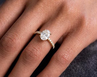 Ovaler Ring, Reise-Verlobungsring, Verlobungsring für Reisen, Solitär-Verlobungsring mit ovalem Schliff, Eheringe aus 14-karätigem Gold