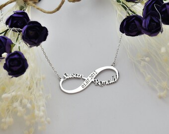 Personalized Infinity Necklace, Date Infinity Necklace, Name Infinity Jewelry, Couple Name Necklace, Anniversary Date Jewelry, Mother Gift