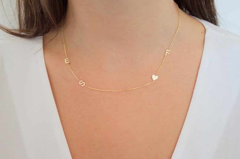 14k solid gold initial necklace , Sideways initial necklace  ,Personalized Jewelry, Personalized Necklace , Gift for Her , Personalized gift 