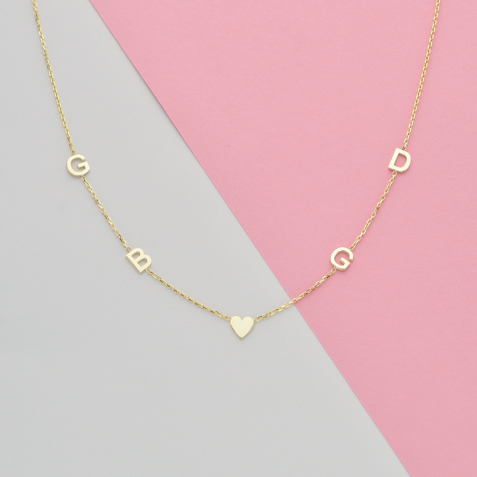 14k solid gold initial necklace Sideways initial necklace Etsy