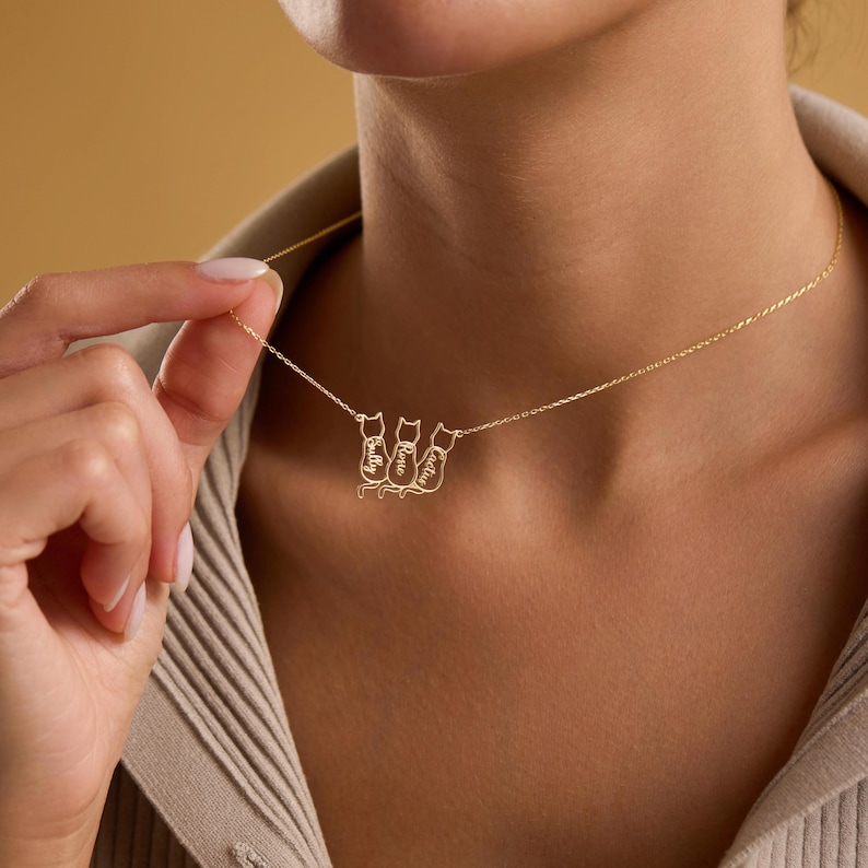 Collar con nombre de gato, collar para amantes de los gatos, collar minimalista, regalos personalizados, regalo conmemorativo para gatos, regalo para amantes de los gatos, regalo para el Día de la Madre imagen 5