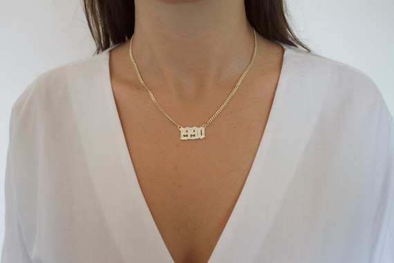 Gothic Date Necklace Year Necklace Gold 