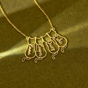 Collar con nombre de gato, collar para amantes de los gatos, collar minimalista, regalos personalizados, regalo conmemorativo para gatos, regalo para amantes de los gatos, regalo para el Día de la Madre imagen 3