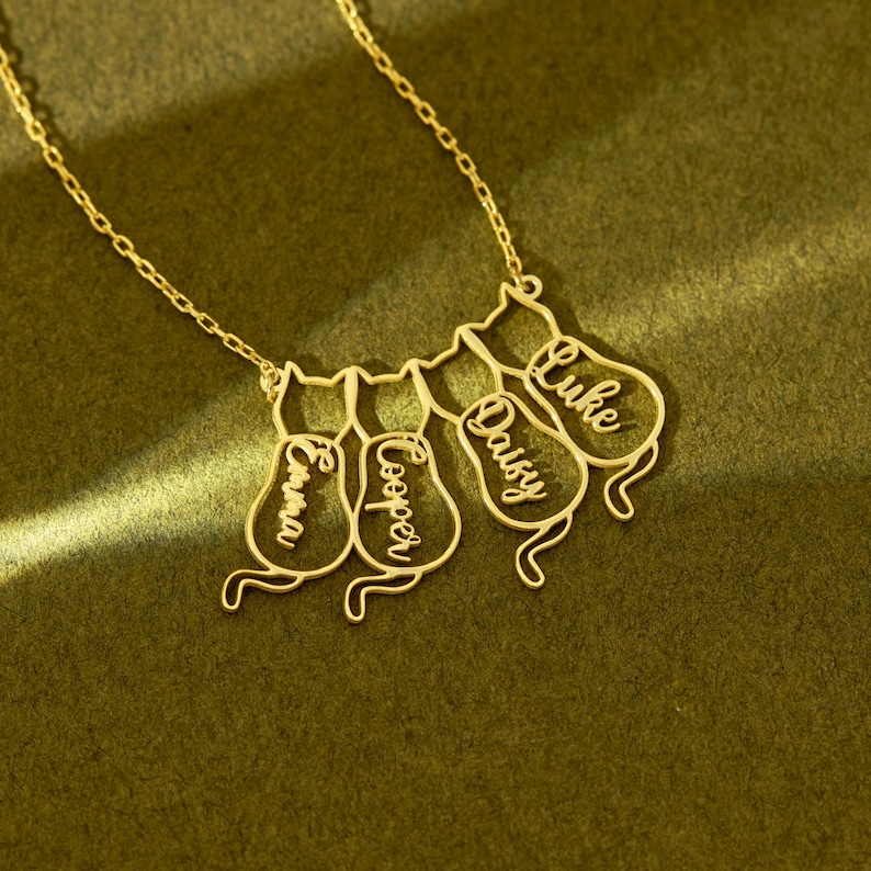 Collar con nombre de gato, collar para amantes de los gatos, collar minimalista, regalos personalizados, regalo conmemorativo para gatos, regalo para amantes de los gatos, regalo para el Día de la Madre imagen 3
