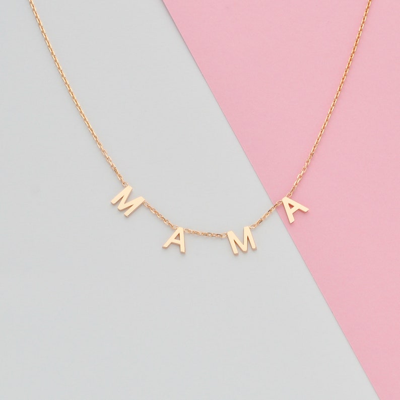 14k Solid Gold Initial Necklace , Letter Necklace , Gold Name Necklace , Personalized gift , Name necklace , Christmas Gift ,Gift for her Rose gold filled