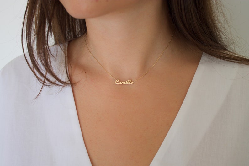 14k Solid gold name necklace , Personalized Name necklace , Gold name necklace, Personalized jewelry, Personalized Gifts, Mothers day gifts imagem 2