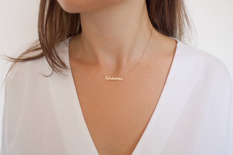 14k Solid gold name necklace , Personalized Name necklace , Gold name necklace, Personalized jewelry, Personalized Gifts, Mothers day gifts imagem 7