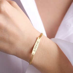 14k Solides Gold Baby ID Armband, Neue Baby Geschenke, Silber Bar Armband, Geschenke für Baby, Baby Shower Geschenke, Baby Schmuck, Geschenk für Kind Bild 5