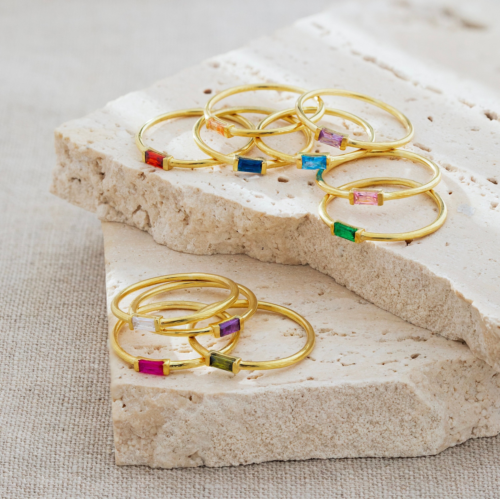 Gold Birthstone Ring , Stackable Gemstone Ring, Personalized Rings ...