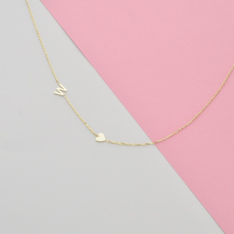 14k gold initial necklace 1 initial necklace 2 initial necklace 3 initial necklace 4 initial necklace Sideways initial necklace image 4