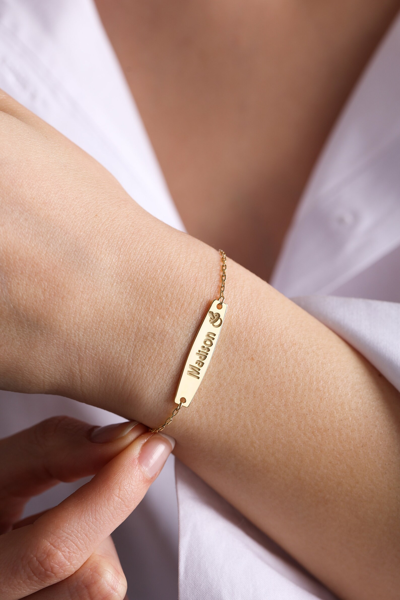 14k Solid Gold Baby ID Bracelet New Baby Gifts Etsy