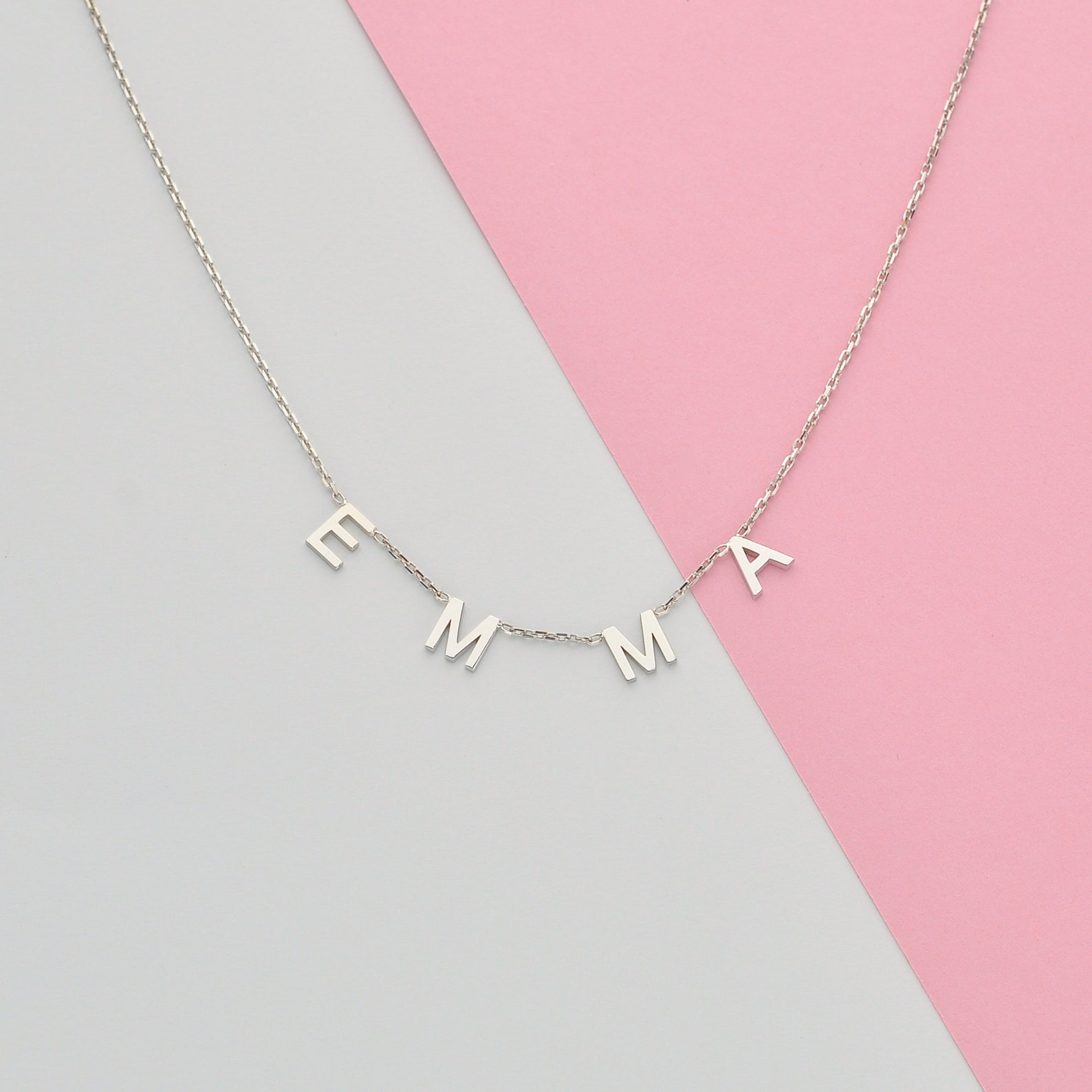 14k Solid Gold Initial Necklace Letter Necklace Gold Name Etsy