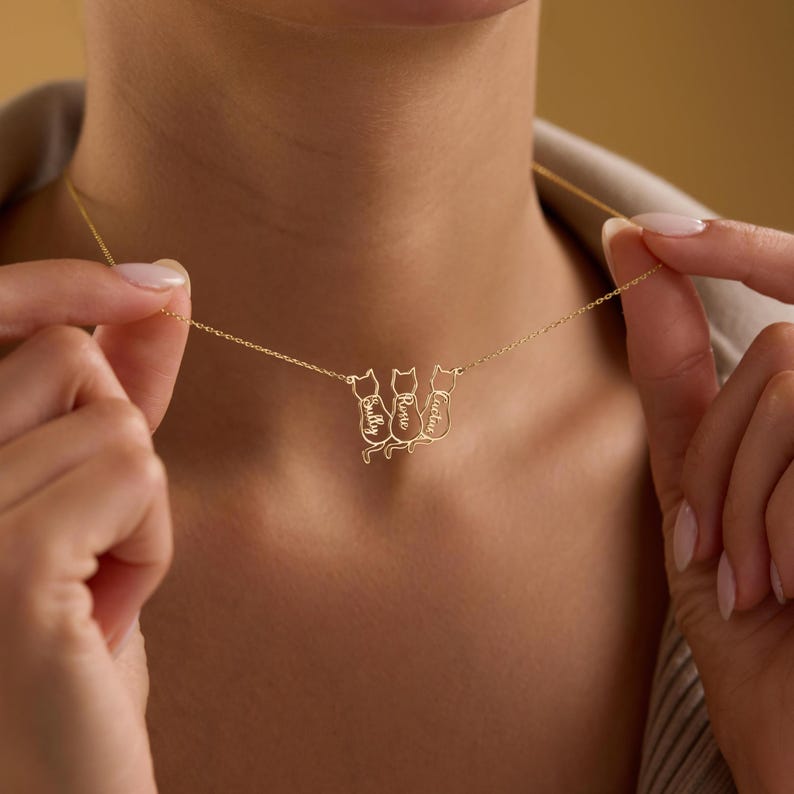 Collar con nombre de gato, collar para amantes de los gatos, collar minimalista, regalos personalizados, regalo conmemorativo para gatos, regalo para amantes de los gatos, regalo para el Día de la Madre imagen 1