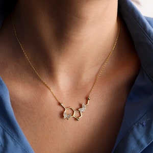Serotonin Necklace ,Serotonin Jewelry ,Serotonin Molecule Necklace ,Butterfly Necklace ,Doctor necklace ,Chemical Necklace ,Mothers day gift image 4