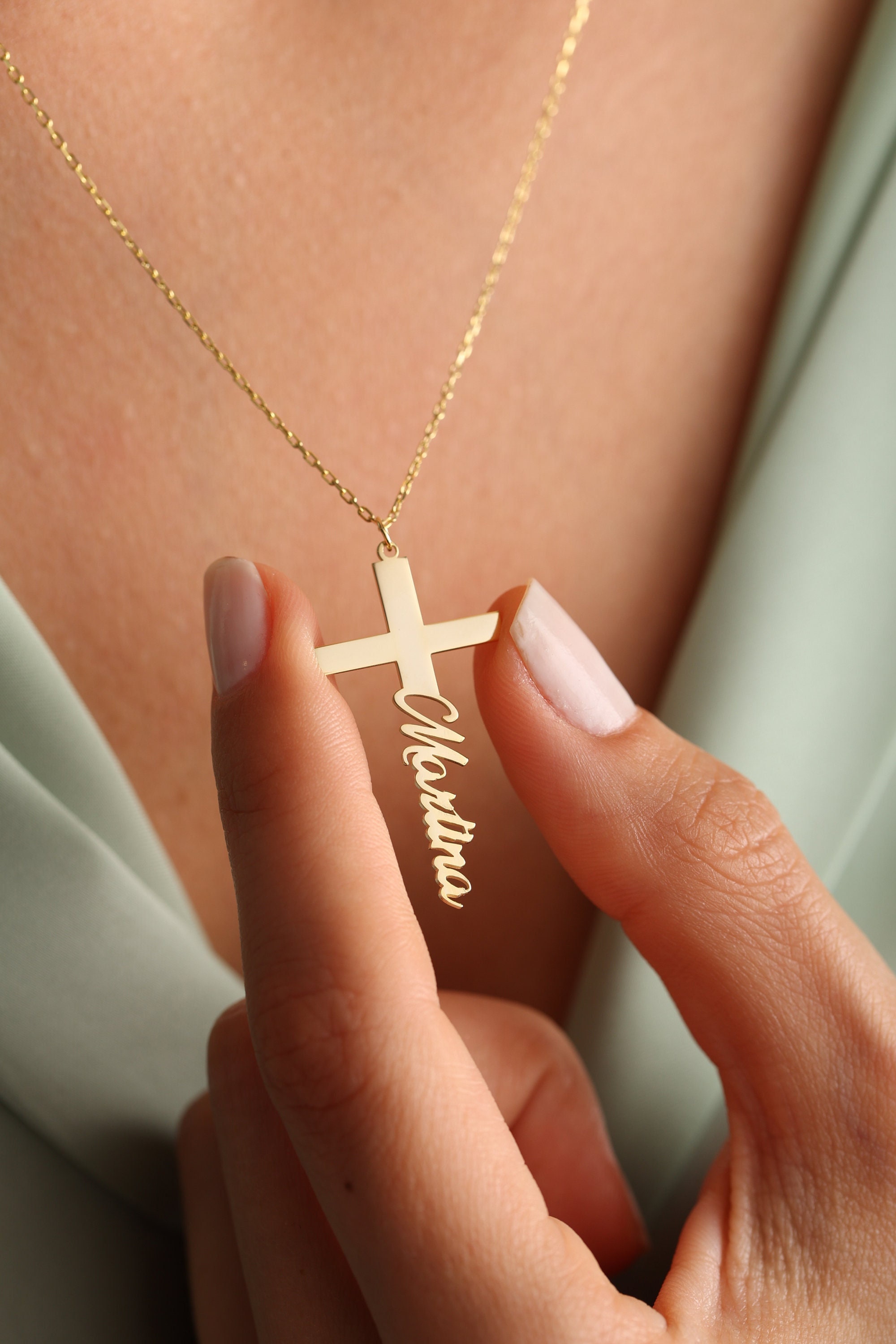 Womens White Diamond Accent Personalized Cross Pendant Necklace, Color:  Noclr - JCPenney