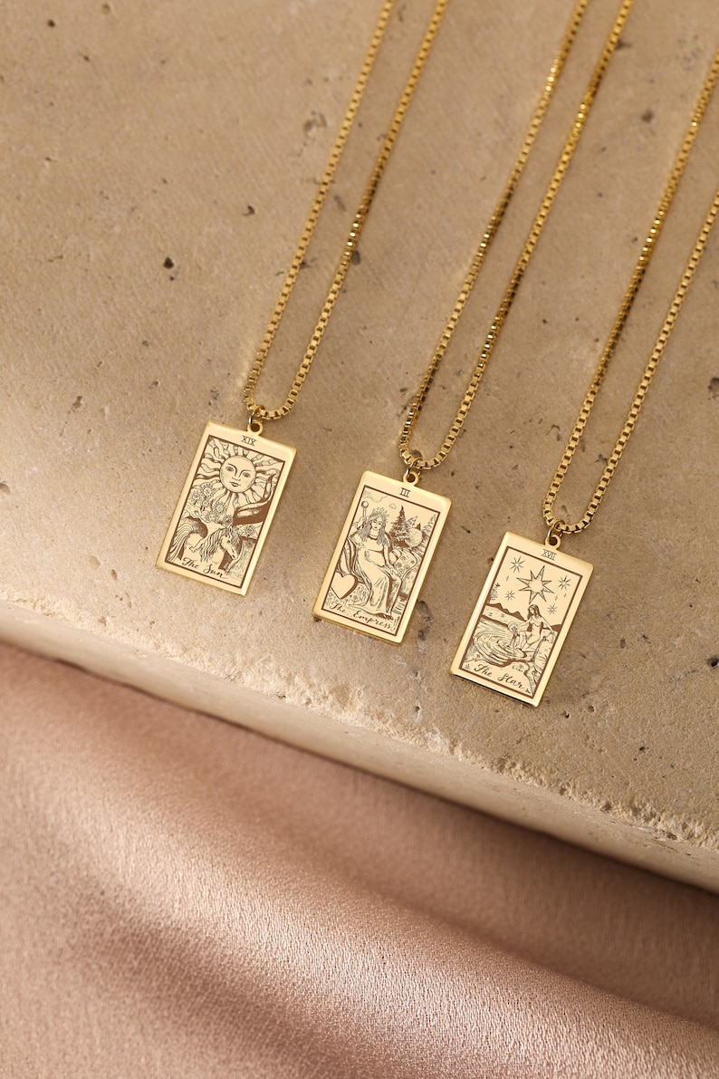 Tarot Necklace , Dainty witchy necklace, Spiritual Jewelry , witchy Best Friend Gift , Tarot Card Necklace, Mothers Day Gifts, Tarot jewelry image 1