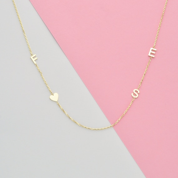 14k Gold Initial Necklace 1 Initial 
