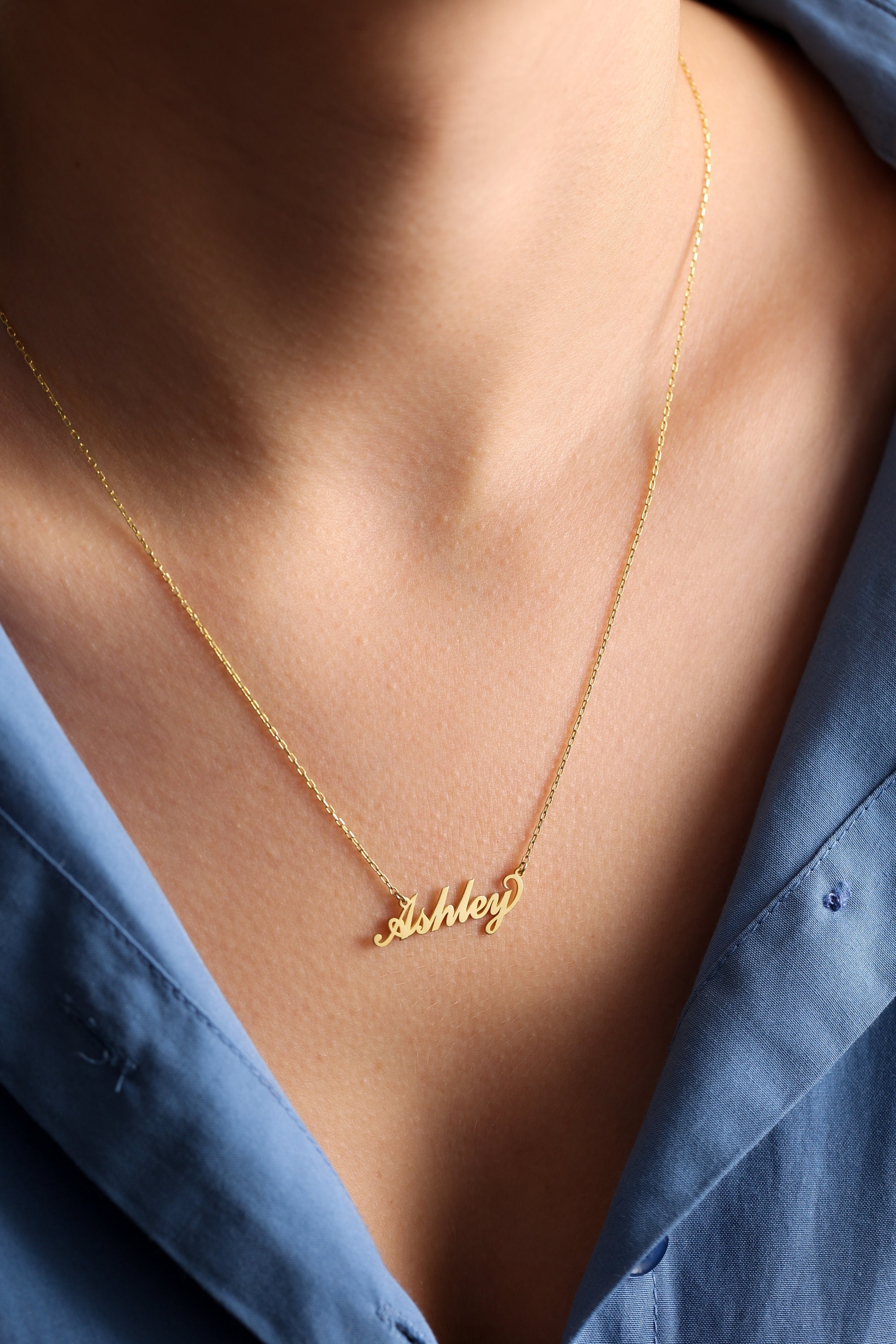 14k Solid Gold Name Necklace Sex And The City Name Necklace Etsy