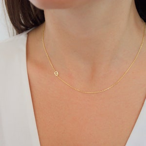 14k solid gold initial necklace, Sideways initial necklace, Personalized Jewelry, Personalized Necklace, Personalized Christmas gift for her image 9
