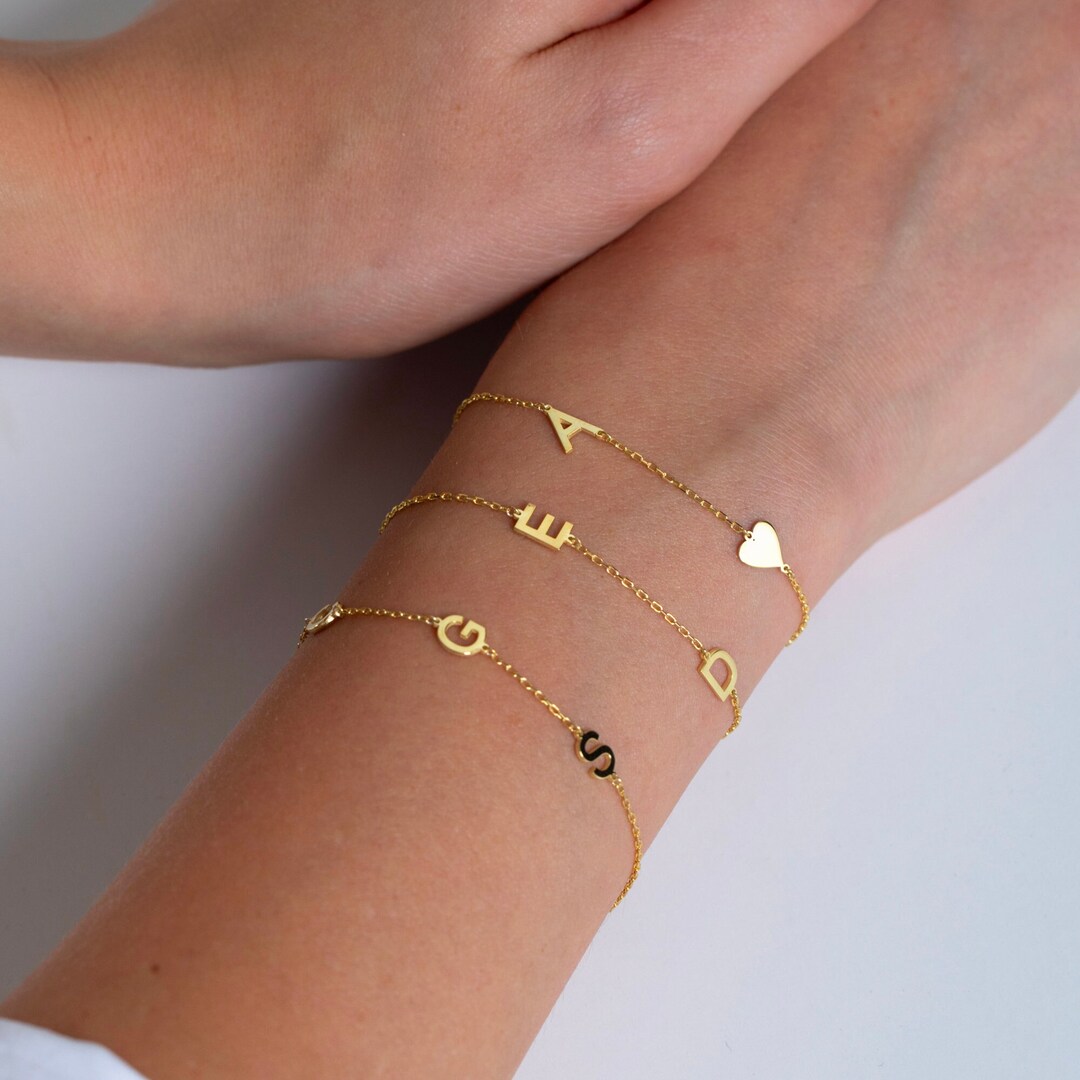 thumbnail image 2 of Personalized Initial Bracelet, Letter Bracelet, Personalized Jewelry, Personalized Gifts, Gift For Her, Christmas Gifts For Her 2 of 10