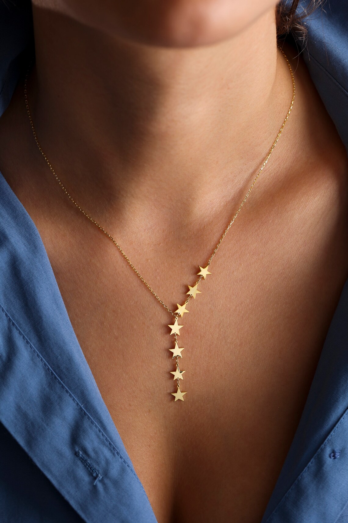 Dainty Gold Star Necklace Star Charm Necklace Star Pendant Etsy