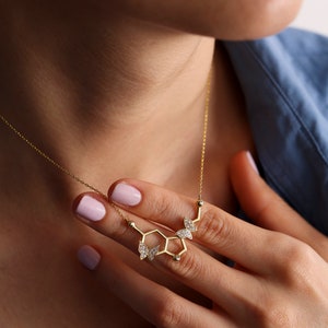 Serotonin Necklace ,Serotonin Jewelry ,Serotonin Molecule Necklace ,Butterfly Necklace ,Doctor necklace ,Chemical Necklace ,Mothers day gift image 5