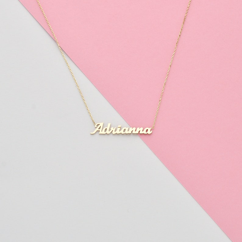 14k Solid gold name necklace , Personalized Name necklace , Gold name necklace, Personalized jewelry, Personalized Gifts, Mothers day gifts imagem 8