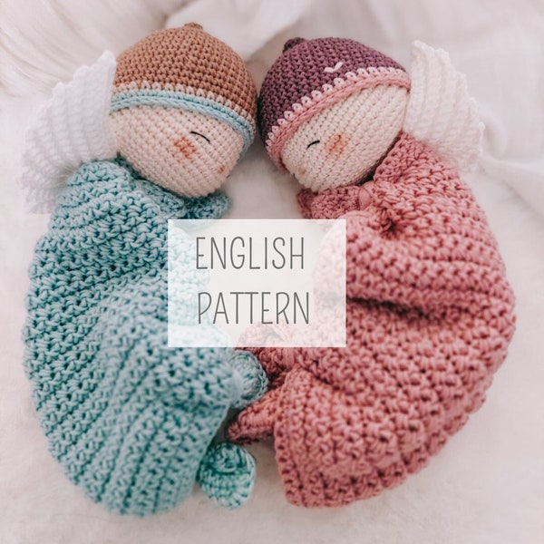 Crochet pattern lovey blanket, angel crochet pattern, crochet ideas for babies, english instructions, PDF as digital download